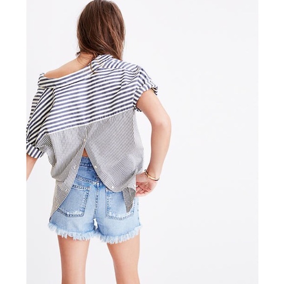 Madewell Courier Button-Back Shirt in Stripe Mix - Picture 3 of 12